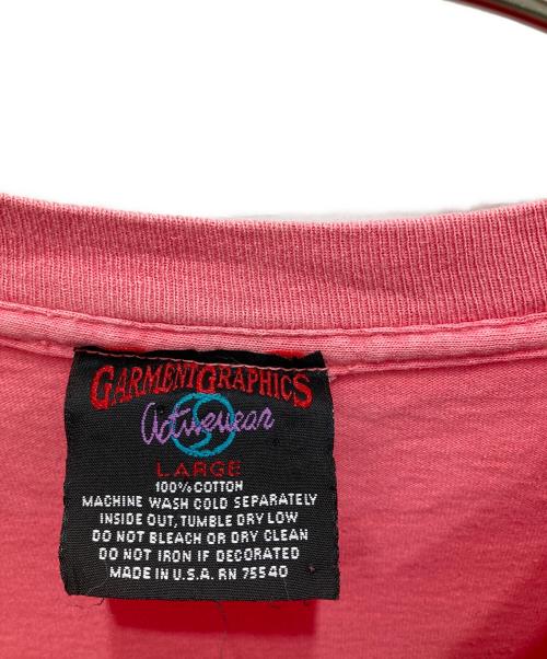 GARMENT GRAPHICS（ガーメント グラフィック）Garment Graphics (ガーメント グラフィック) プリントTシャツ ピンク サイズ:Lの古着・服飾アイテム