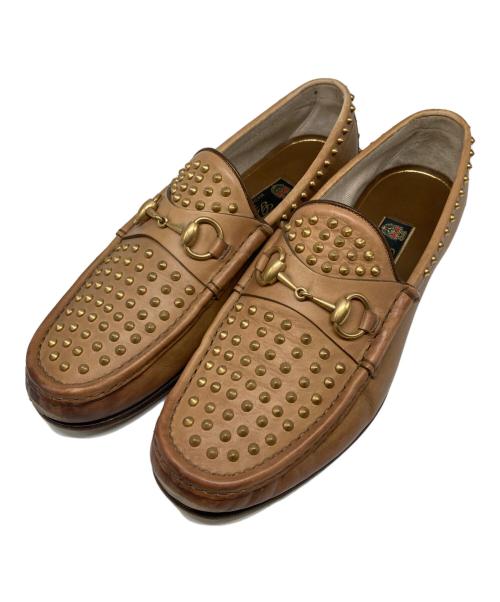GUCCI（グッチ）GUCCI (グッチ) スタッズビットローファー ブラウン サイズ:7 1/2の古着・服飾アイテム