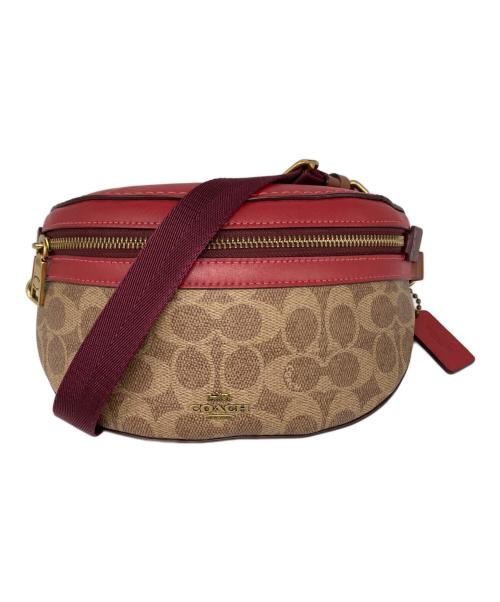 COACH（コーチ）COACH (コーチ) クロスボディバッグ ベージュ×レッドの古着・服飾アイテム