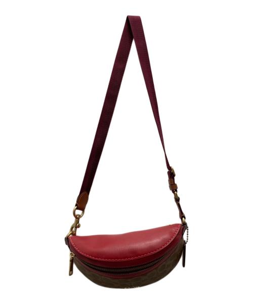 COACH（コーチ）COACH (コーチ) クロスボディバッグ ベージュ×レッドの古着・服飾アイテム