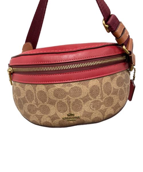 COACH（コーチ）COACH (コーチ) クロスボディバッグ ベージュ×レッドの古着・服飾アイテム
