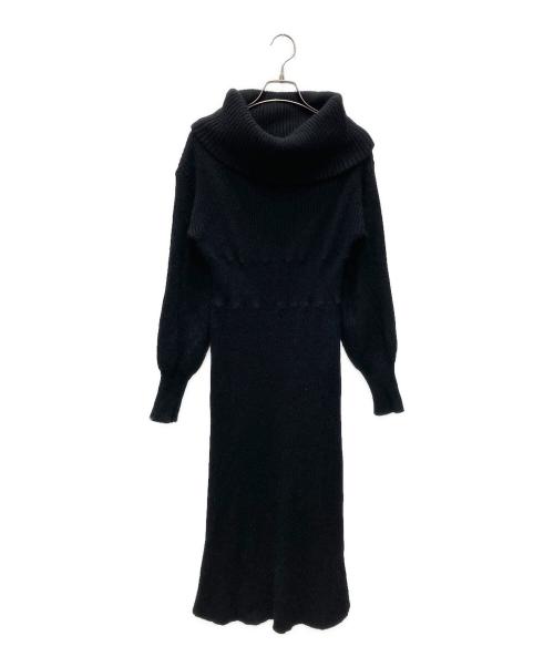 anuans（アニュアンス）anuans (アニュアンス) オフショルナローニットワンピース ブラック サイズ:Sの古着・服飾アイテム