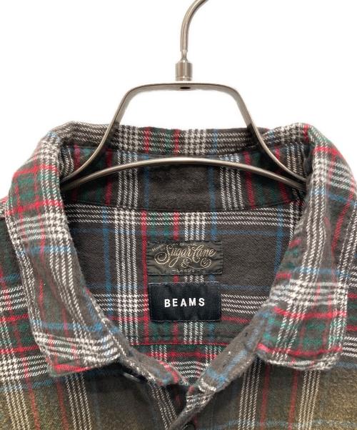 SUGAR CANE（シュガーケーン）SUGAR CANE (シュガーケーン) BEAMS (ビームス) ネルチェックワークシャツ ブラウン サイズ:Lの古着・服飾アイテム