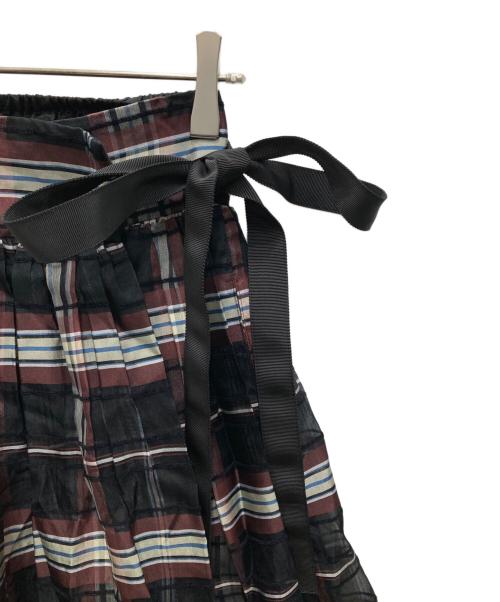 UNITED ARROWS TOKYO（ユナイテッドアローズトウキョウ）UNITED ARROWS TOKYO (ユナイテッドアローズトウキョウ) シアーチェックラップスカート レッド×ブラック サイズ:36の古着・服飾アイテム