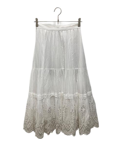 JUSGLITTY（ジャスグリッティー）JUSGLITTY (ジャスグリッティー) コットンティアードカットワークスカート ホワイト サイズ:1の古着・服飾アイテム