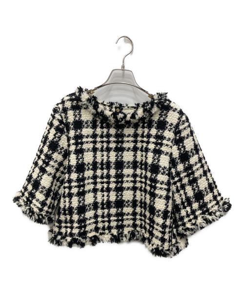 Bluelea（ブルレア）Bluelea (ブルレア) Tweed pullover ホワイト×ブラック サイズ:Fの古着・服飾アイテム