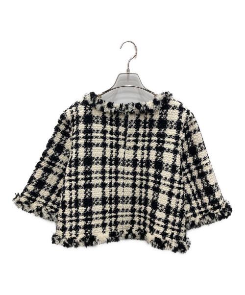 Bluelea（ブルレア）Bluelea (ブルレア) Tweed pullover ホワイト×ブラック サイズ:Fの古着・服飾アイテム