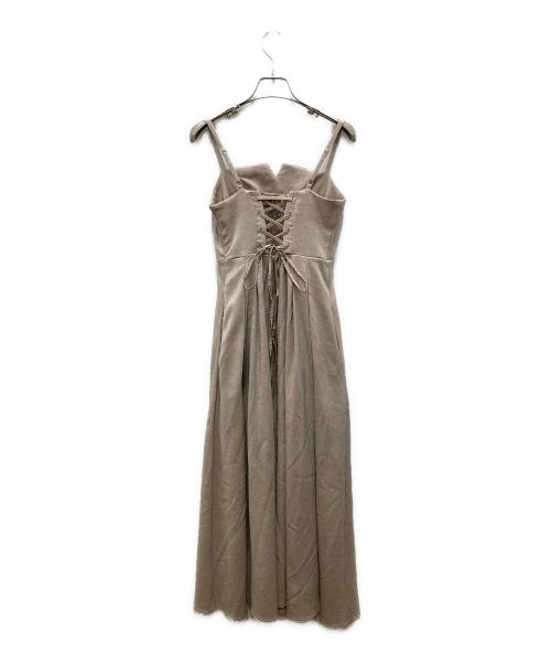 MERCURY DUO（マーキュリーデュオ）MERCURY DUO (マーキュリーデュオ) リネンライクバックレースキャミワンピース ベージュ サイズ:Mの古着・服飾アイテム