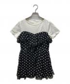 Apuweiser-richeアプワイザーリッシェ）の古着「ベアフリルドッキングカットソー」｜ホワイト×ブラック