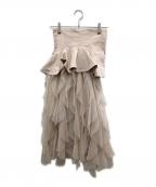 Snidelスナイデル）の古着「ペプラムベルトチュールスカート」｜アイボリー