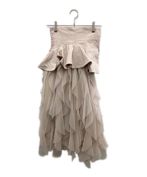 Snidel（スナイデル）Snidel (スナイデル) ペプラムベルトチュールスカート アイボリーの古着・服飾アイテム