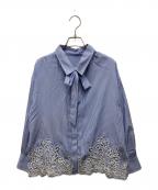 stola.ストラ）の古着「裾刺繍シャツ」｜ブルー