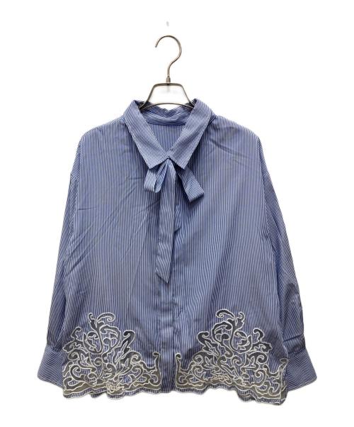stola.（ストラ）stola. (ストラ) 裾刺繍シャツ ブルー サイズ:36 未使用品の古着・服飾アイテム
