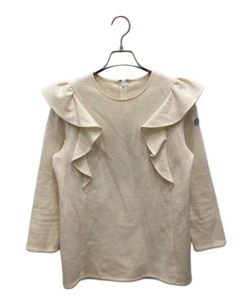 BORDERS at BALCONY（ボーダーズアットバルコニー）BORDERS at BALCONY (ボーダーズアットバルコニー) ラッフルスリーブウールトップス アイボリー サイズ:38の古着・服飾アイテム