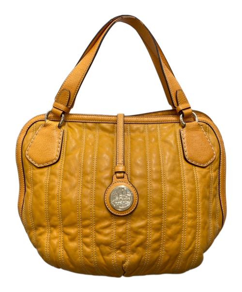 CELINE（セリーヌ）CELINE (セリーヌ) ストライプステッチハンドバッグ イエローの古着・服飾アイテム