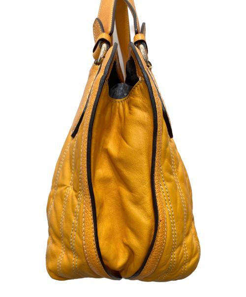 CELINE（セリーヌ）CELINE (セリーヌ) ストライプステッチハンドバッグ イエローの古着・服飾アイテム