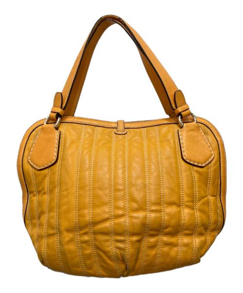 CELINE（セリーヌ）CELINE (セリーヌ) ストライプステッチハンドバッグ イエローの古着・服飾アイテム