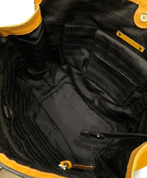 CELINE（セリーヌ）CELINE (セリーヌ) ストライプステッチハンドバッグ イエローの古着・服飾アイテム