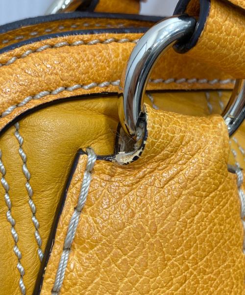CELINE（セリーヌ）CELINE (セリーヌ) ストライプステッチハンドバッグ イエローの古着・服飾アイテム