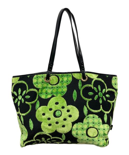 Think Bee!（シンクビー!）Think Bee! (シンクビー!) パイル地トートバッグ ブラック×グリーンの古着・服飾アイテム