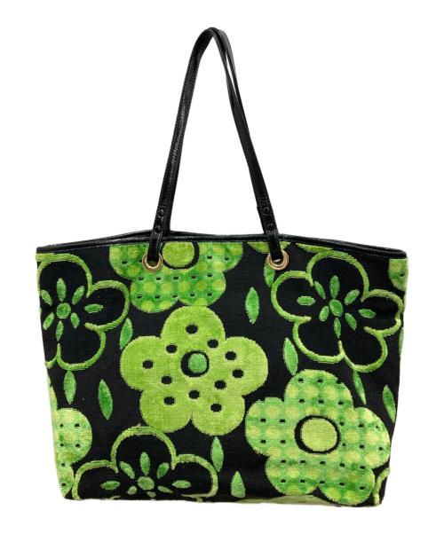 Think Bee!（シンクビー!）Think Bee! (シンクビー!) パイル地トートバッグ ブラック×グリーンの古着・服飾アイテム