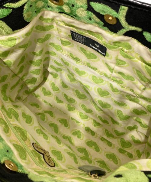 Think Bee!（シンクビー!）Think Bee! (シンクビー!) パイル地トートバッグ ブラック×グリーンの古着・服飾アイテム