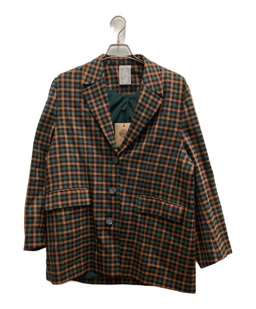 Tnewties（トゥエンティーズ）Tnewties (トゥエンティーズ) チェックパターンジャケット オレンジ×グリーン サイズ:Lの古着・服飾アイテム