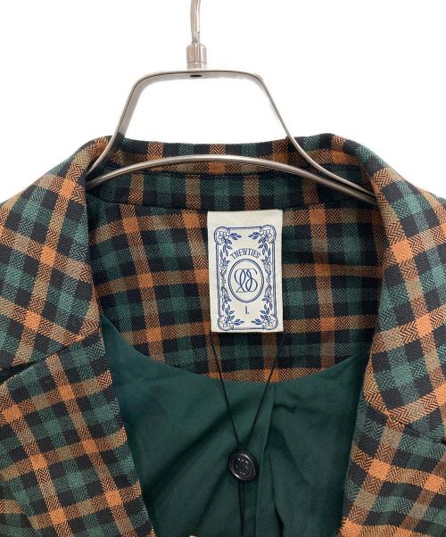 Tnewties（トゥエンティーズ）Tnewties (トゥエンティーズ) チェックパターンジャケット オレンジ×グリーン サイズ:Lの古着・服飾アイテム