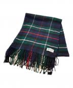 JOHNSTONS OF ELGINジョンストンズオブエルガン）の古着「カシミヤマフラー」｜ネイビー×グリーン