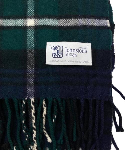 JOHNSTONS OF ELGIN（ジョンストンズオブエルガン）JOHNSTONS OF ELGIN (ジョンストンズオブエルガン) カシミヤマフラー ネイビー×グリーンの古着・服飾アイテム
