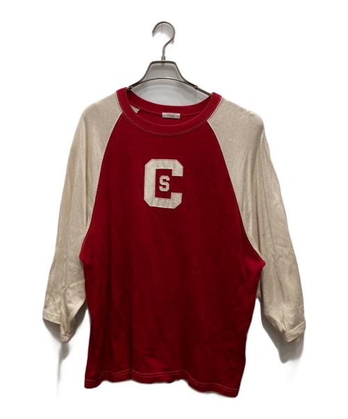 freada（フリーダ）freada (フリーダ) フットボールTシャツ レッド×ホワイト サイズ:ONE SIZEの古着・服飾アイテム