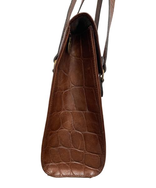 MULBERRY（マルベリー）MULBERRY (マルベリー) クロコ型押しハンドバッグ ブラウンの古着・服飾アイテム