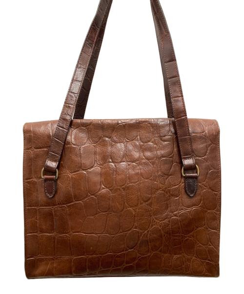 MULBERRY（マルベリー）MULBERRY (マルベリー) クロコ型押しハンドバッグ ブラウンの古着・服飾アイテム