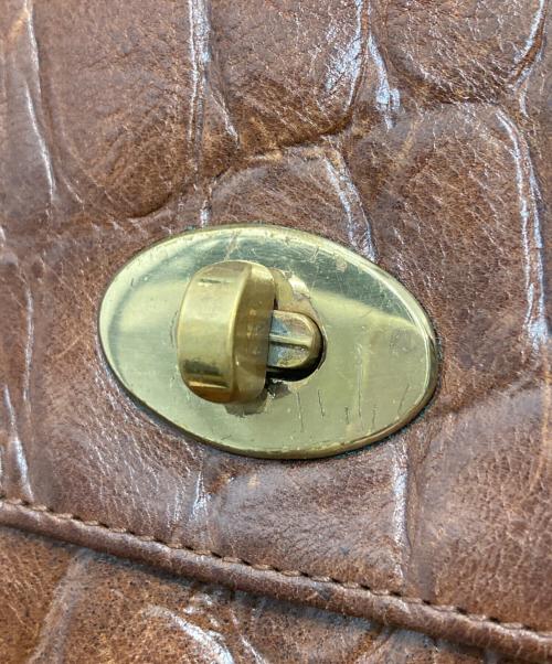 MULBERRY（マルベリー）MULBERRY (マルベリー) クロコ型押しハンドバッグ ブラウンの古着・服飾アイテム