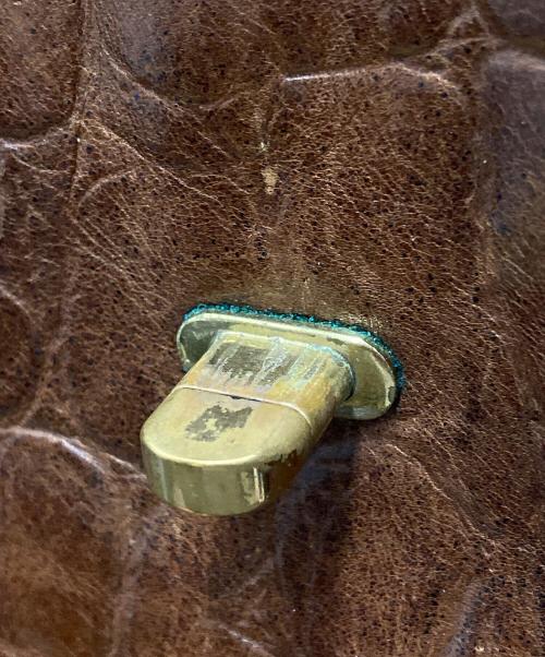 MULBERRY（マルベリー）MULBERRY (マルベリー) クロコ型押しハンドバッグ ブラウンの古着・服飾アイテム