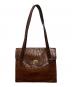 MULBERRY（マルベリー）の古着「クロコ型押しハンドバッグ」｜ブラウン