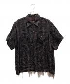 Needlesニードルズ）の古着「C.O.B. S/S Classic Shirt/シー・オー・ビー ショートスリーブ クラシック シャツ」｜パープル×ブラック