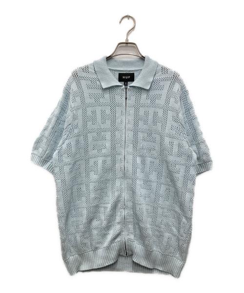 HUF（ハフ）HUF (ハフ) MONOGRAM JACQUARD ZIP SWEATER ブルー サイズ:M 未使用品の古着・服飾アイテム
