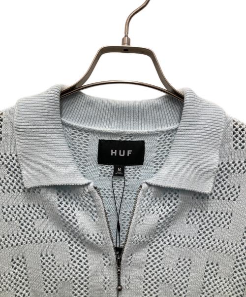 HUF（ハフ）HUF (ハフ) MONOGRAM JACQUARD ZIP SWEATER ブルー サイズ:M 未使用品の古着・服飾アイテム