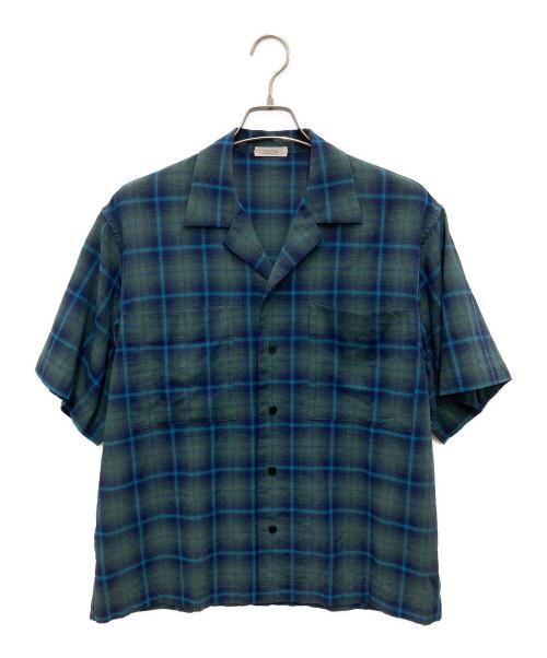 ESLOW（エスロー）ESLOW (エスロー) チェック柄オープンカラーシャツ ブルー×グリーン サイズ:2の古着・服飾アイテム