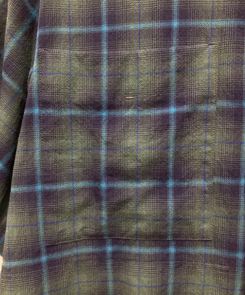 ESLOW（エスロー）ESLOW (エスロー) チェック柄オープンカラーシャツ ブルー×グリーン サイズ:2の古着・服飾アイテム