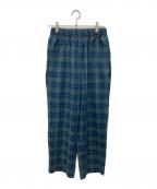 ESLOWエスロー）の古着「チェック柄イージーパンツ」｜ブルー×グリーン