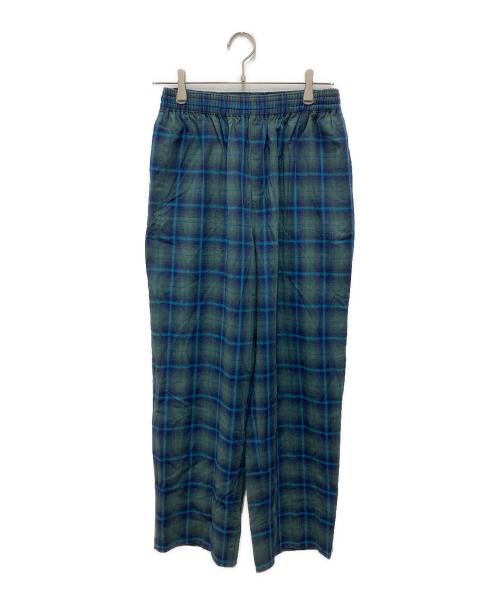 ESLOW（エスロー）ESLOW (エスロー) チェック柄イージーパンツ ブルー×グリーン サイズ:2の古着・服飾アイテム