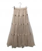 MISTREASSミストレアス）の古着「Mini Ribbon Volume Tulle Tiered Skirt/ミニ リボン ボリューム チュール ティアード スカート」｜ベージュ