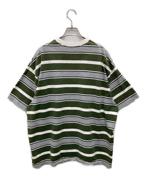 FreshService（フレッシュサービス）FreshService (フレッシュサービス) MULTI BORDER S／S TEE グレー×グリーン サイズ:Fの古着・服飾アイテム