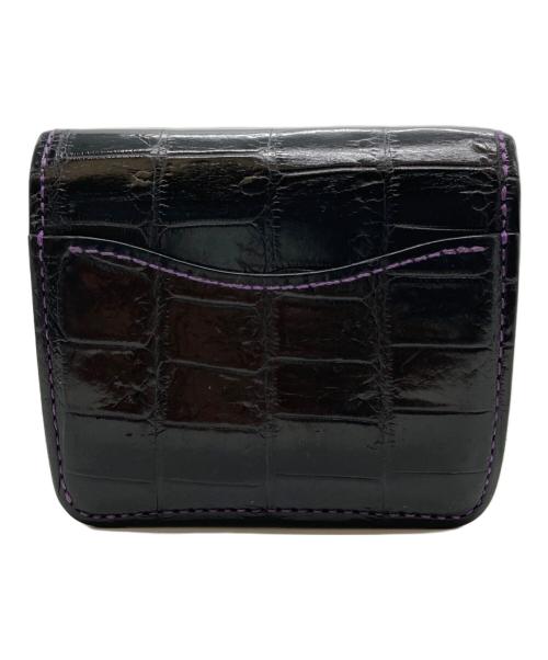 WILDSWANS（ワイルドスワンズ）WILDSWANS (ワイルドスワンズ) クロコダイルレザー2つ折り財布 ブラックの古着・服飾アイテム