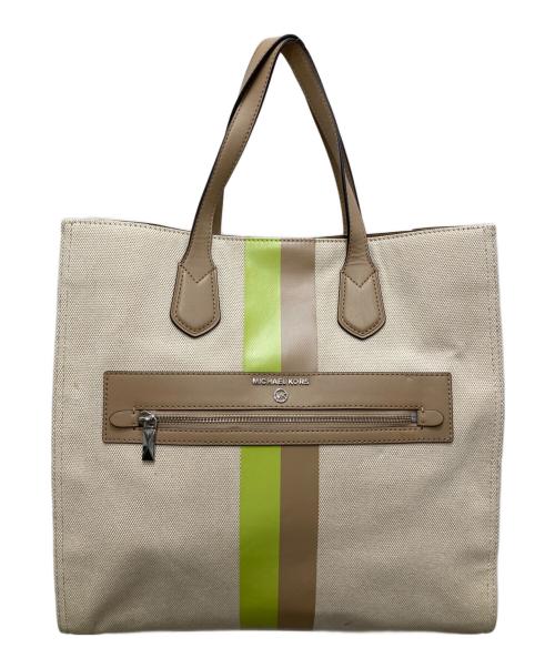 MICHAEL KORS（マイケル・コース）MICHAEL KORS (マイケル・コース) KEMPNERストライプ トートバッグ ベージュの古着・服飾アイテム