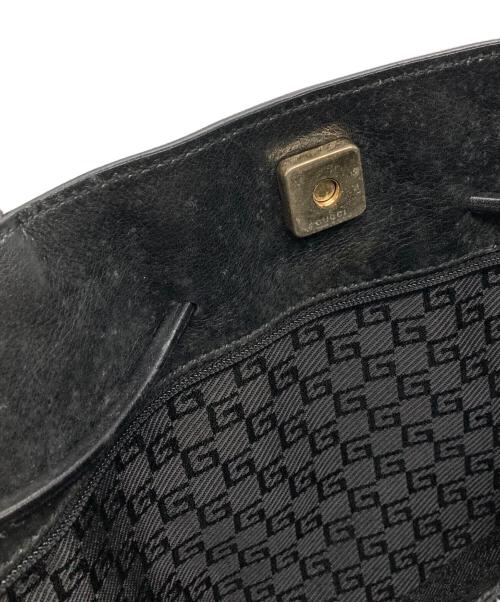 GUCCI（グッチ）GUCCI (グッチ) レザーハンドバッグ ブラックの古着・服飾アイテム