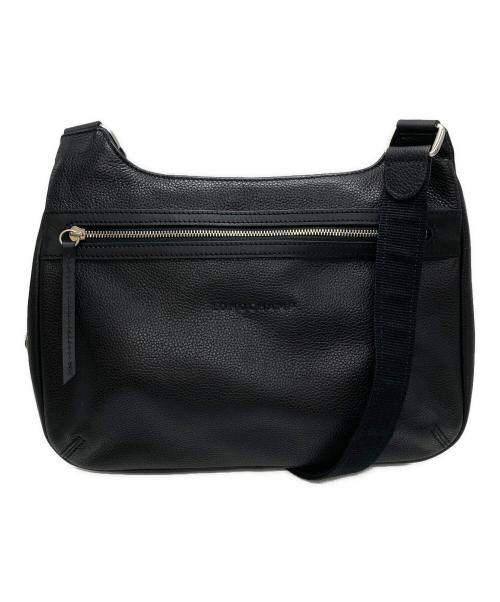 LONGCHAMP（ロンシャン）LONGCHAMP (ロンシャン) レザーショルダーバッグ ブラックの古着・服飾アイテム