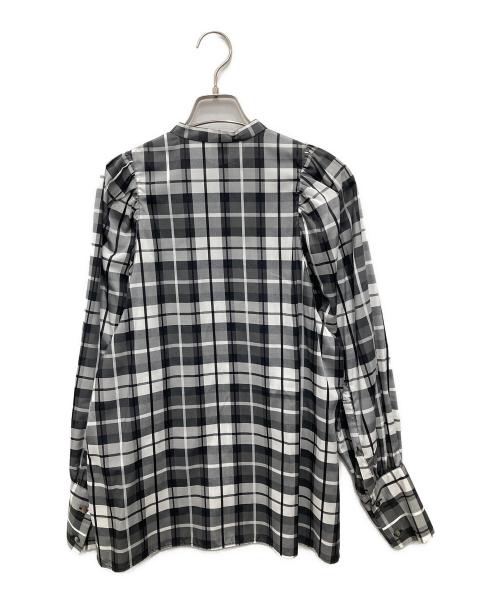 green label relaxing（グリーンレーベルリラクシング）green label relaxing (グリーンレーベルリラクシング) ELIN (エリン) チェックバンドカラーシャツ ホワイト×ブラック サイズ:サイズ記載なし（実寸ご確認ください）の古着・服飾アイテム